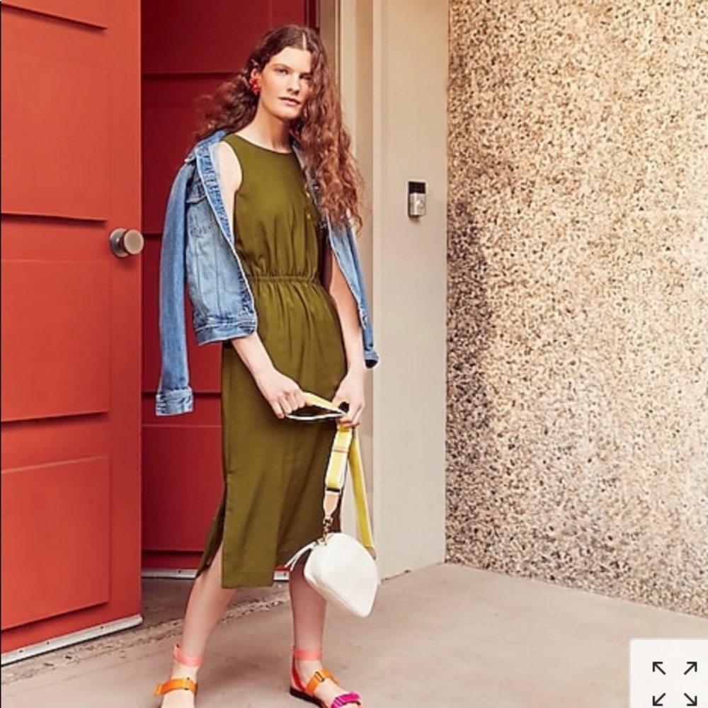 J Crew Button-back midi dress